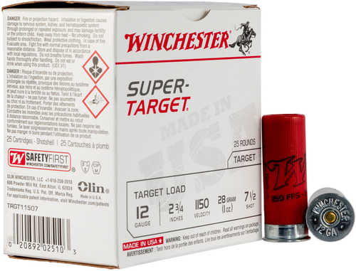 12 Gauge 25 Rounds Ammunition Winchester 2 3/4" 1 oz Target #7 1/2